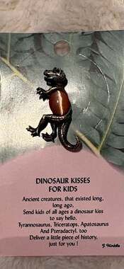 Dinosaur Kisses for Kids Tyrannosaurus Rex T-Rex Lapel Pin with Gemstone Belly